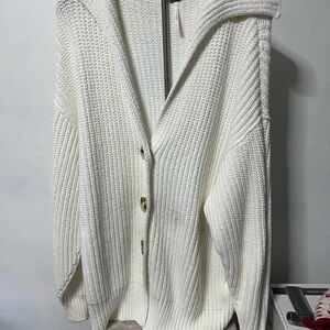 Free People Cream Button-Up Cardigan